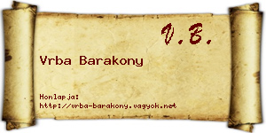Vrba Barakony névjegykártya